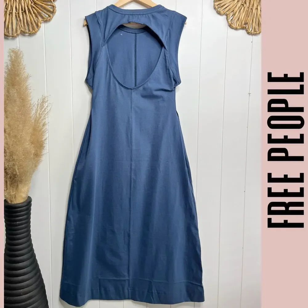 Free People dress maxi cotton cutout pleated